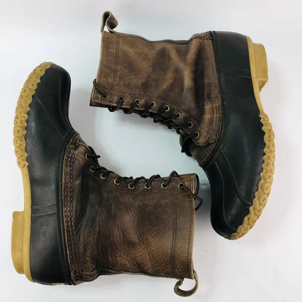 VTG LL Bean Mens 13 Wide Maine Hunting Shoe Duck Boots Leather Rubber MCM 60-70s